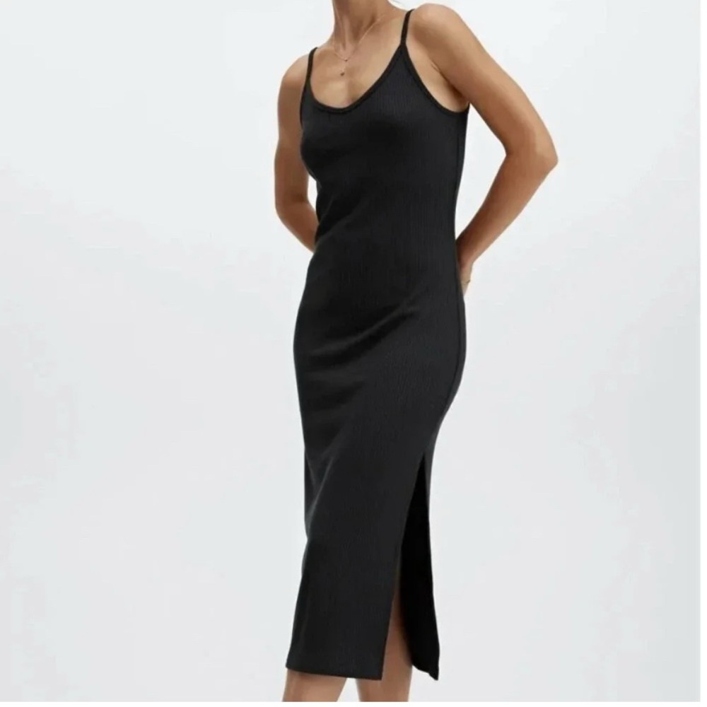 Fabletics Black Aubrey Midi Dress Scoop Neck Sleeveless